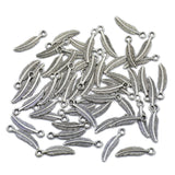 Tibetan Feather Silver Metal Finding Connector Spacer Charm Beads 50 Pcs