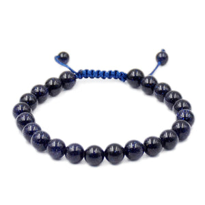 Natural Blue Sandstone 8mm Gemstone Healing Power Crystal Adjustable Macrame Bracelet