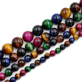 Natural Tiger's Eye Gemstone Smooth Round Loose Beads on a 7.5" Strand