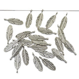 Tibetan Feather Silver Metal Finding Connector Spacer Charm Beads 50 Pcs