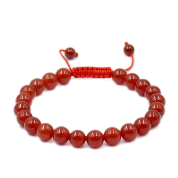 Natural Red Agate 8mm Gemstone Healing Power Crystal Adjustable Macrame Bracelet