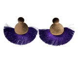 Fashion Silk Tassel Vintage Retro Bohemian Fan Fringe Dangle Gold Earrings