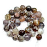 Faceted Natural Botswana Agate Gemstone Round Loose Beads on a 15.5’’ Strand
