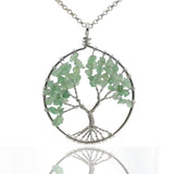 Tree of Life Pendant Necklace Chakra Gemstone 50mm Silver Wrap