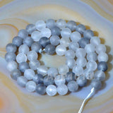 Matte Natural Cloud Crystal Quartz Gemstone Round Loose Beads on a 15.5" Strand