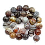 Natural Smooth Botswana Agate Gemstone Round Loose Beads on a 15.5’’ Strand