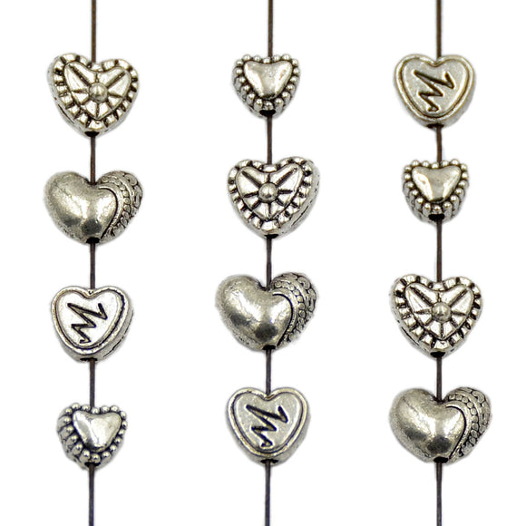 Tibetan Heart Silver Metal Finding Connector Spacer Charm Beads 50 Pcs