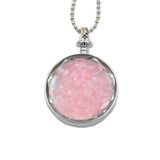 Natural Gemstone Chips Reiki Healing Point Round Pendant Necklace Silver Plated 40mm