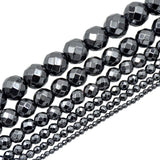 Natural Faceted Hematite Round Gemstone Loose Beads on a 15.5" Strand