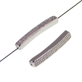 Curved Tube Bar Cubic Zirconia Rhinestones Spacer 18K Plated Metal Finding Connector Charm Beads
