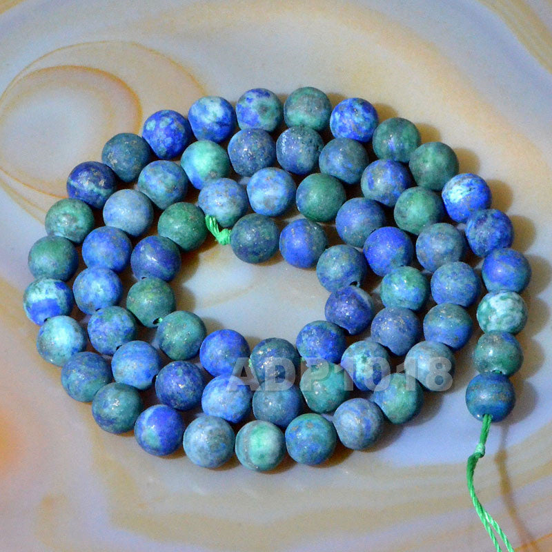 Matte Natural Lapis Lazuli Chrysocolla Gemstone Round Loose Beads on a ...