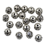 Tibetan Silver Carved Hollow Round Metal Finding Connector Spacer Charm Beads 20 Pcs