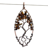 Tree of Life Pendant Necklace Chakra Gemstone Oval Copper Wrap