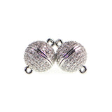 Magnetic Round Clasp Cubic Zirconia Rhinestones Spacer 18K Plated Metal Finding Connector Charm Beads
