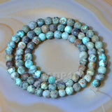 Matte Natural African Turquoise Gemstone Round Loose Beads on a 15.5" Strand