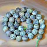 Matte Natural African Turquoise Gemstone Round Loose Beads on a 15.5" Strand