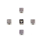 Square Cube Cubic Zirconia Rhinestones Spacer 18K Plated Metal Finding Connector Charm Beads