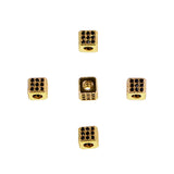 Square Cube Cubic Zirconia Rhinestones Spacer 18K Plated Metal Finding Connector Charm Beads