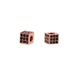 Square Cube Cubic Zirconia Rhinestones Spacer 18K Plated Metal Finding Connector Charm Beads