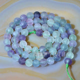 Matte Natural Fluorite Gemstone Round Loose Beads on a 15.5" Strand