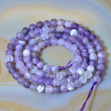 Matte Natural Dream Lace Amethyst Gemstone Round Loose Beads on a 15.5" Strand