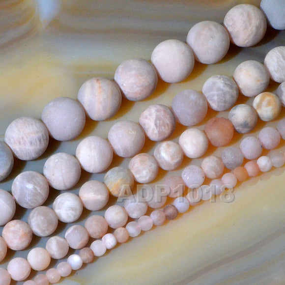 Matte Natural Sun Stone Gemstone Round Loose Beads on a 15.5