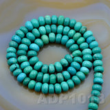 Natural Blue Turquoise Gemstone Smooth/Matte/Faceted Rondelle Loose Beads on a 15.5" Strand