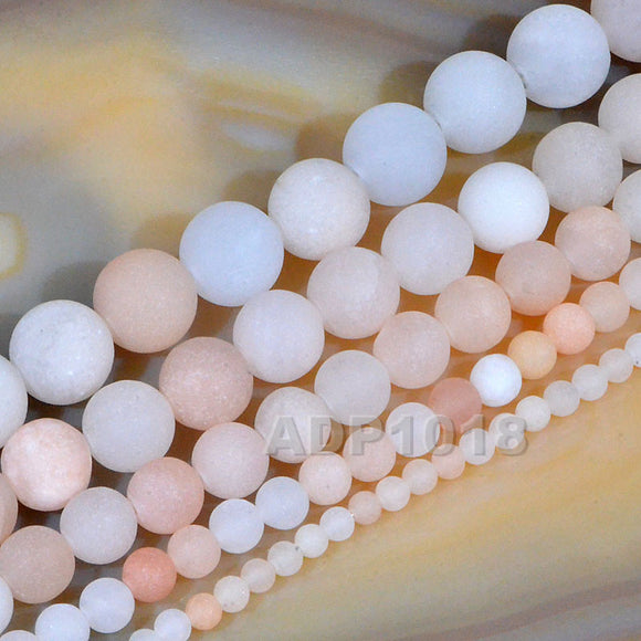 Matte Natural Pink Aventurine Gemstone Round Loose Beads on a 15.5