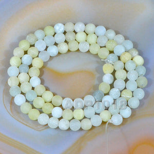 Matte Natural New Mountain Jade Gemstone Round Loose Beads on a 15.5" Strand