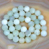 Matte Natural New Mountain Jade Gemstone Round Loose Beads on a 15.5" Strand