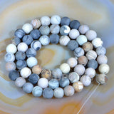 Matte Natural Matrix Picasso Jasper Gemstone Round Loose Beads on a 15.5" Strand