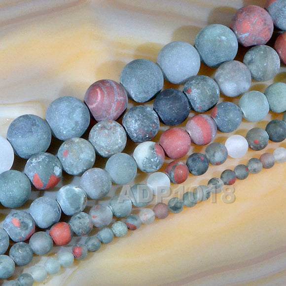 Matte Natural Bloodstone Gemstone Round Loose Beads on a 15.5