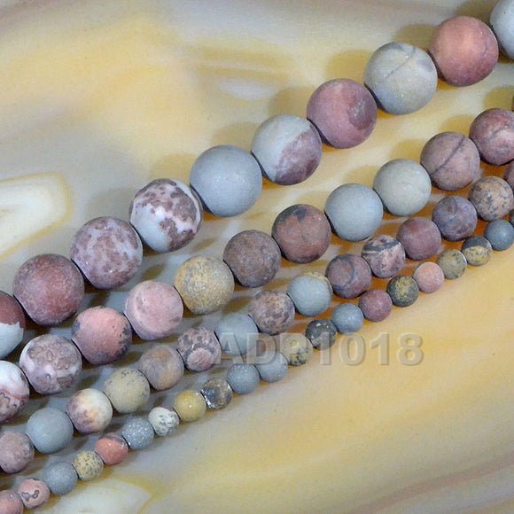 Matte Natural Japan Artistic Stone Gemstone Round Loose Beads on a 15.5