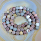 Matte Natural Japan Artistic Stone Gemstone Round Loose Beads on a 15.5" Strand