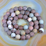 Matte Natural Japan Artistic Stone Gemstone Round Loose Beads on a 15.5" Strand