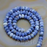 Natural Blue Spot Jasper Smooth/Matte/Faceted Rondelle Loose Beads on a 15.5" Strand