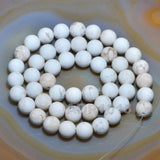 Matte White Turquoise Gemstone Round Loose Beads on a 15.5" Strand