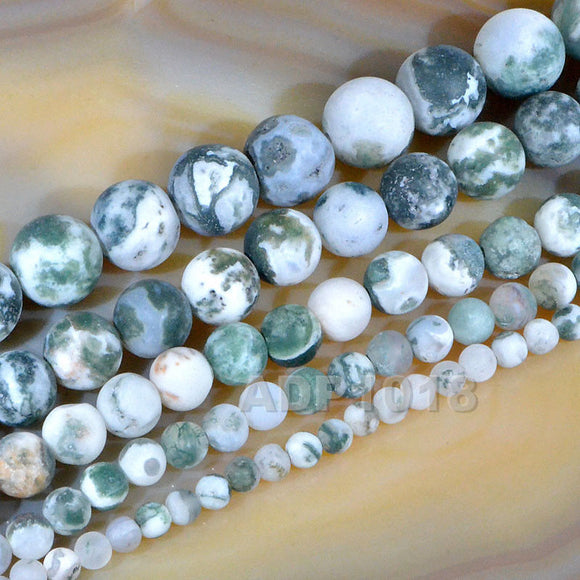 Matte Natural Ocean Jasper Gemstone Round Loose Beads on a 15.5