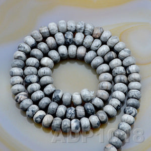 Natural Map Jasper Gemstone Smooth/Matte/Faceted Rondelle Loose Beads on a 15.5" Strand