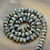 Natural Dalmation Jasper Gemstone Smooth/Matte/Faceted Rondelle Loose Beads on a 15.5" Strand