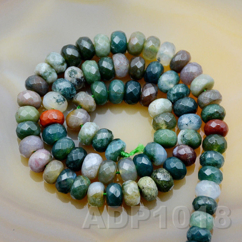 Natural Indian Agate Gemstone Smooth/Matte/Faceted Rondelle Loose Bead ...