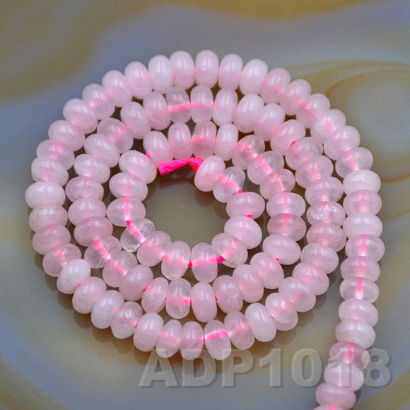 Natural Rose Quartz Gemstone Smooth/Matte/Faceted Rondelle Loose Beads on a 15.5