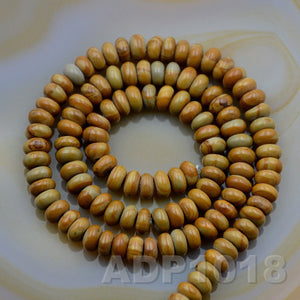Natural Wood Grain Jasper Gemstone Smooth/Matte/Faceted Rondelle Loose Beads on a 15.5" Strand
