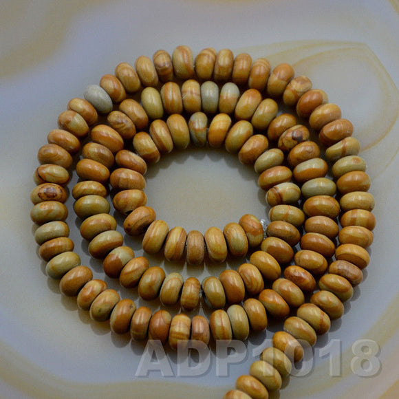 Natural Wood Grain Jasper Gemstone Smooth/Matte/Faceted Rondelle Loose Beads on a 15.5