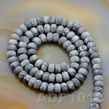 Natural Map Jasper Gemstone Smooth/Matte/Faceted Rondelle Loose Beads on a 15.5" Strand