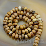 Natural Picture Jasper Smooth/Matte/Faceted Rondelle Loose Beads on a 15.5" Strand