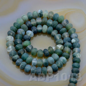 Natural Moss Agate Gemstone Smooth/Matte/Faceted Rondelle Loose Beads on a 15.5" Strand
