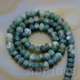 Natural Moss Agate Gemstone Smooth/Matte/Faceted Rondelle Loose Beads on a 15.5" Strand