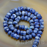 Natural Blue Spot Jasper Smooth/Matte/Faceted Rondelle Loose Beads on a 15.5" Strand