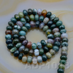 Natural Indian Agate Gemstone Smooth/Matte/Faceted Rondelle Loose Beads on a 15.5" Strand